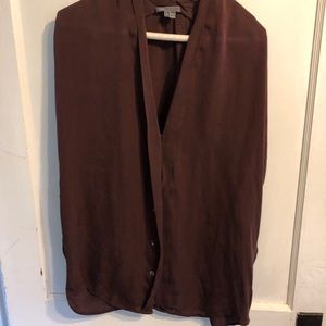 Vince loose fit flowy Silk blouse burgundy sz L